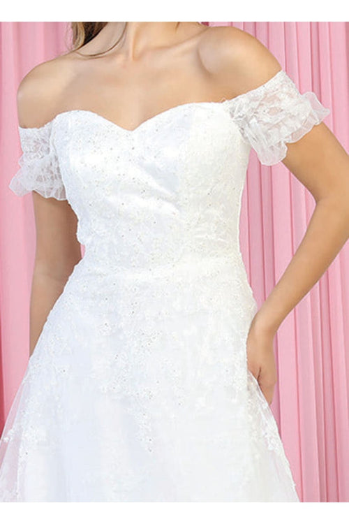 May Queen MQ1867 Off Shoulder Ivory Wedding Gown