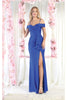 Cold Shoulder Bridesmaids Dress - ROYAL BLUE / 4