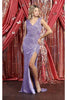Shiny Pleated V-Neck Dress - Lilac / 4