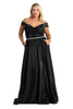 May Queen MQ1876B Side Pockets Off Shoulder Gala Plus Size Black Dress - BLACK / 12 - Dress