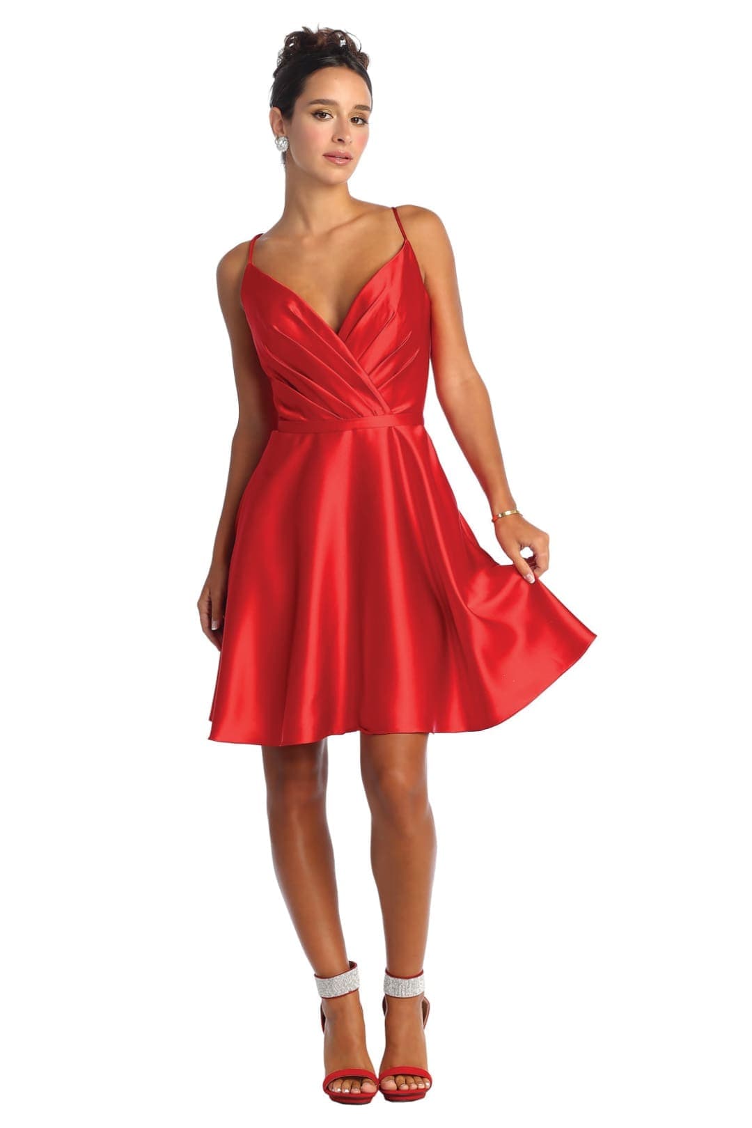Short A-line cocktail dress - RED / 2