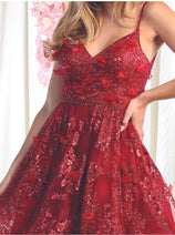 May Queen MQ1894 Open Back A Line Sleeveless Glitter Short Prom Dress