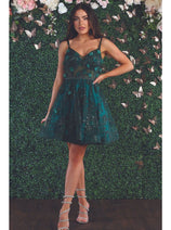 May Queen MQ1894 Open Back A Line Sleeveless Glitter Short Prom Dress