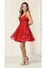 Glitter Short Prom Dress - RED / 2