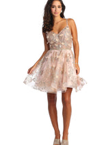May Queen MQ1894 Open Back A Line Sleeveless Glitter Short Prom Dress