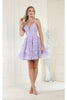 May Queen MQ1896 Embroidered Plunging V Neck Short A-line Hoco Dress - LILAC / 2