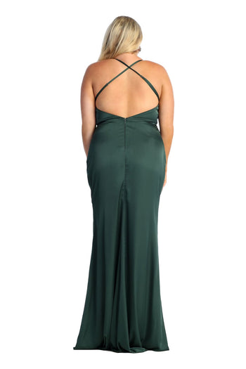 May Queen MQ1899 Satin Long Sexy Open Back Prom Dress - Dress