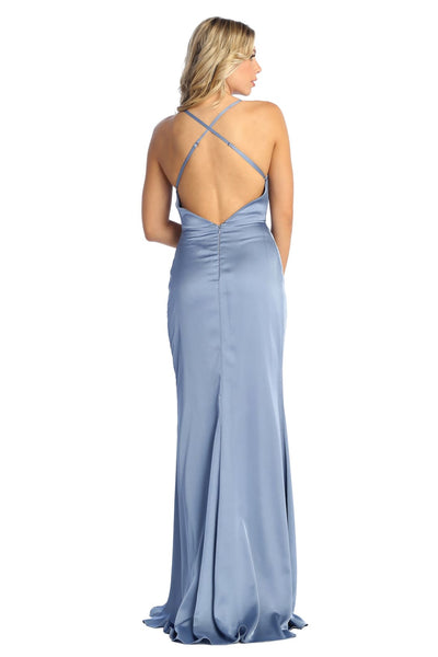 May Queen MQ1899 Satin Long Sexy Open Back Prom Dress - Dress