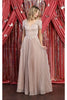 May Queen MQ1902 Short Sleeve Pleated Formal Gown