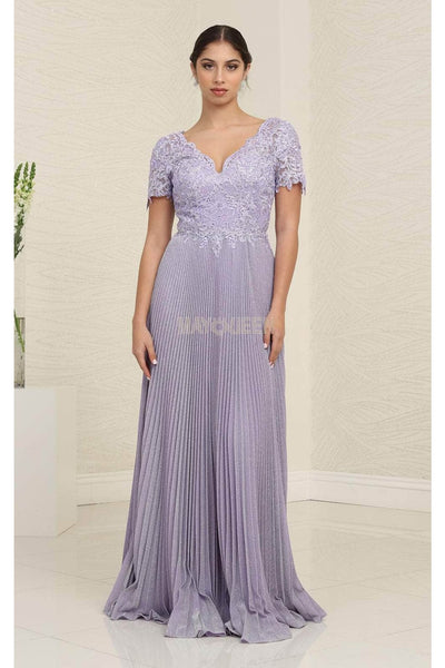 May Queen MQ1902 Short Sleeve Pleated Formal Dress - Dress