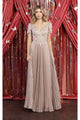 May Queen MQ1902 Short Sleeve Pleated Formal Gown