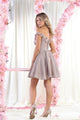 May Queen MQ1906 Off The Shoulder Glitter Short Homecoming Dama Dress - Dress