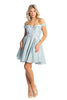 Off The Shoulder Homecoming Dress - DUSTY BLUE / 2