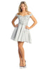Off The Shoulder Homecoming Dress - SILVER / 2