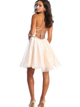Plunging V Open Back Short Hoco Dama Dress MQ1907