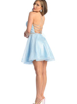 Plunging V Open Back Short Hoco Dama Dress MQ1907