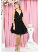 May Queen MQ1913 Glitter A Line Short Graduation Dress