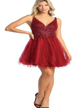 May Queen MQ1913 Glitter A Line Short Graduation Dress