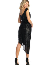 Off Shoulder Sequin Asymmetrical Prom Dress MQ1914