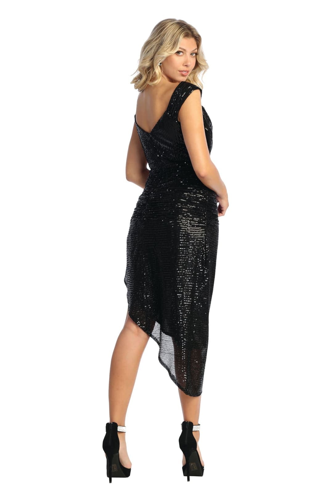 Long Off Shoulder Sequin Dress