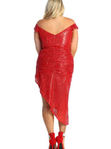 Off Shoulder Sequin Asymmetrical Prom Dress MQ1914