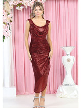 Off Shoulder Sequin Asymmetrical Prom Dress MQ1914