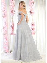 Prom Dress Formal Evening Gown Off The Shoulder Glitter A-Line MQ1915