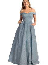 Prom Dress Formal Evening Gown Off The Shoulder Glitter A-Line MQ1915