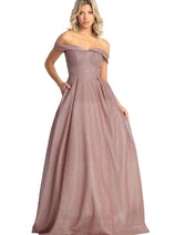 Prom Dress Formal Evening Gown Off The Shoulder Glitter A-Line MQ1915