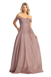 Sparkle Glitter A-Line Evening Gown - Rosegold / 4