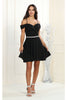 Short Homecoming Cold Shoulder Dress - BLACK / 4