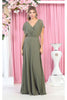 May Queen MQ1917N Short Sleeve Plus Size Mother Of The Bride Dress - OLIVE / 12 - Dress