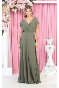 May Queen MQ1917N Short Sleeve Plus Size Mother Of The Bride Dress - OLIVE / 12 - Dress