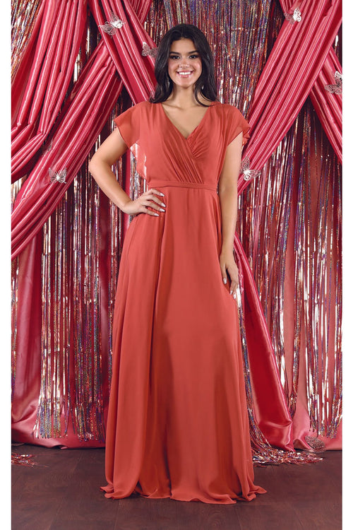 May Queen MQ1917N Short Sleeve Plus Size Mother Of The Bride Dress - RUST / 12 - Dress