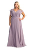 May Queen MQ1917N Short Sleeve Plus Size Mother Of The Bride Dress - MAUVE / 12 - Dress