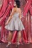 May Queen MQ1923 Pleated Glitter A-Line Short Cocktail Damas Dress - Dress