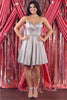 May Queen MQ1923 Pleated Glitter A-Line Short Cocktail Damas Dress - MOCHA / 4 - Dress