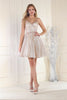 May Queen MQ1923 Pleated Glitter A-Line Short Cocktail Damas Dress - ROSEGOLD / 10 - Dress