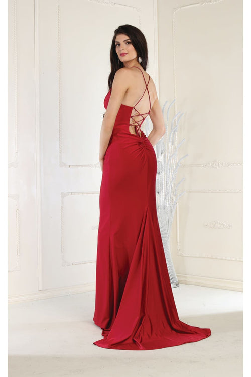 V Neck Spaghetti Strap Prom Dress