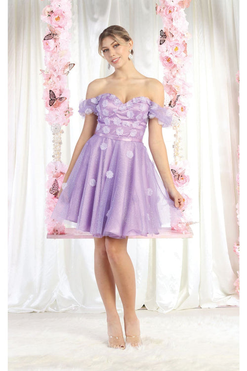 May Queen MQ1934 3D Floral Applique Cocktail Dress