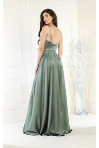 May Queen MQ1945 Simple Satin Evening Gown