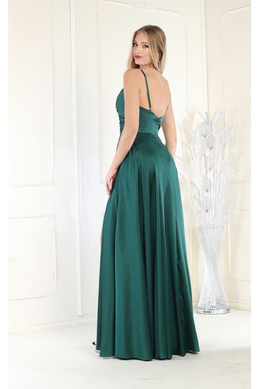 May Queen MQ1945 Simple Satin Evening Gown