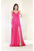 May Queen MQ1945 Simple Satin Evening Gown - FUCHSIA / 2