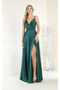 May Queen MQ1945 Simple Satin Evening Gown - HUNTER GREEN / 2