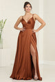 May Queen MQ1945R Sleeveless Rust High Slit Bridesmaids Gown - RUST / 2 - Dress