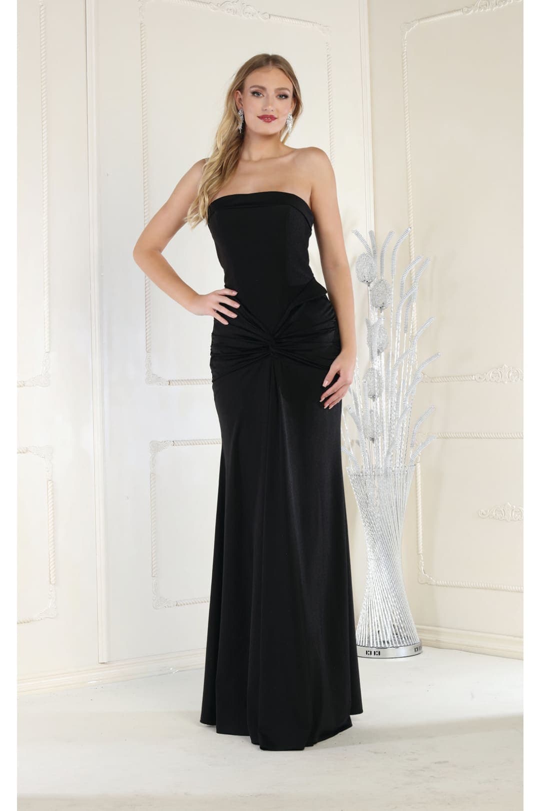 May Queen MQ1947 Simple Strapless Stretchy Dress - BLACK / 4 - Dress