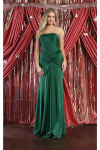 May Queen MQ1947 Simple Strapless Stretchy Dress - HUNTER GREEN / 4 - Dress