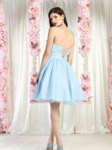 May Queen MQ1952 One Shoulder Glitter A Line Short Homecoming Dress