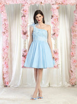 May Queen MQ1952 One Shoulder Glitter A Line Short Homecoming Dress