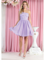 May Queen MQ1952 One Shoulder Glitter A Line Short Homecoming Dress